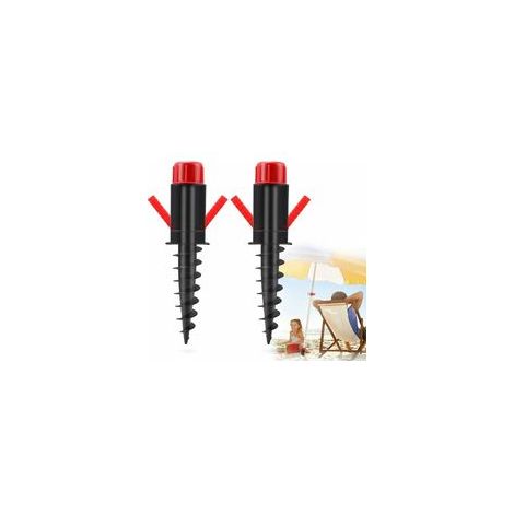 Lot de 2 supports de parasol pour plage/sol, douille à visser avec crochet, Ø 20-32 mm –