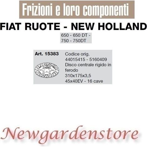 Disco central rígido 45x40EV 16cave 650 650DT 750 750DT 15383 FIAT NEW HOLLAND