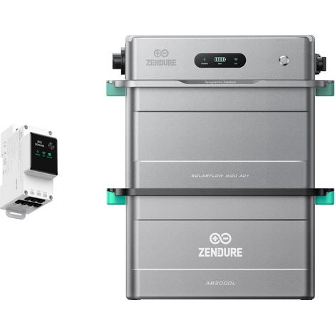 Zendure SolarFlow 1600 AC+ - Stockage AC Plug & Play, compatible avec panneaux solaires, HEMS ZENKI™ 1600W, 1,92 kWh extensible à 11,52 kWh, IP65. avec Compteur intelligent 3CT, AB2000L