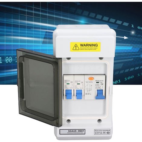 Wetterfester 230V-Außenverteilerkasten, der dem australischen Standard entspricht, mit bidirektionalem Miniatur-Fehlerstromschutzschalter (RCD + 2MCB) 40A 30mA. (1/5)