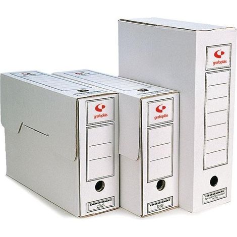 Grafoplás  Pack de 10 Cajas de Archivo Definivo Folio  Cartón Microcanal Impreso  2 Frentes  Fácil Montaje  Perfecto para Organizar Documentos