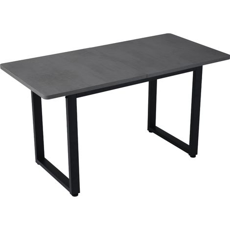 Mesa de comedor rectangular industrial 140 x 70 x 75 cm gris y negro (1/5)