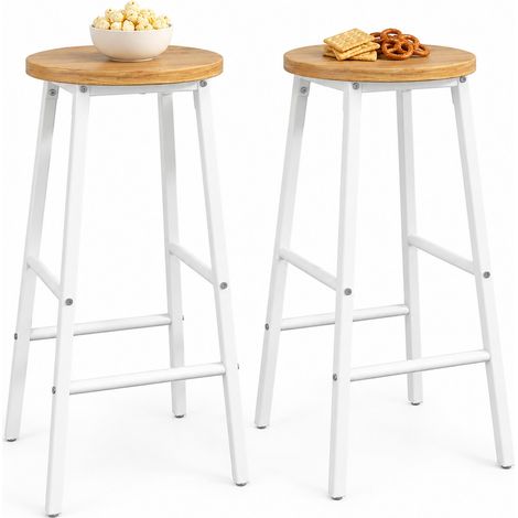 Carrello cucina 137,9x45-73x92 cm MDF metallo bianco con 2 sgabelli pieghevole - CHICFURN (1/5)