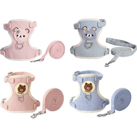 4 Pièces Harnais Pour Lapin, Réglable, Tissu Doux, Gilet Mignon, Promenade Extérieure (1/5)