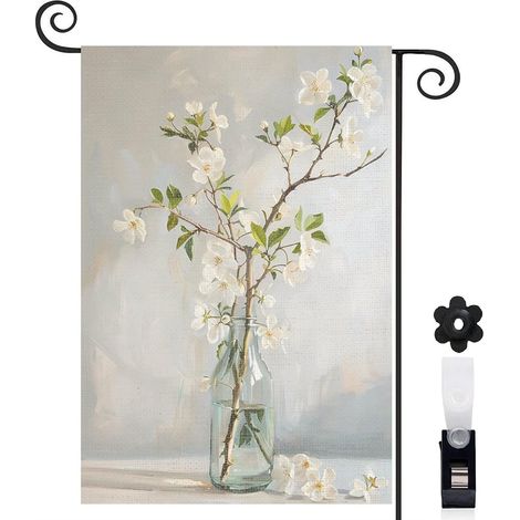 Drapeau de jardin vertical décoration maison toile résistante double face 30 x 45 cm pour entrée maison (1/5)