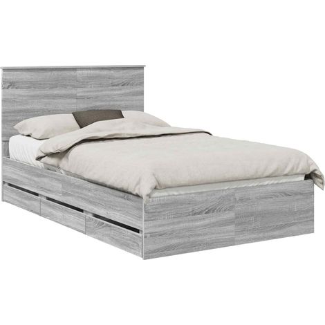 Maison Exclusive - Struttura del letto con cassetto Grigio Sonoma 120 x 190 cm