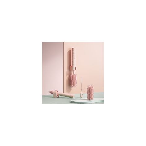Spazzola elettrica per la pulizia dei biberon con tre testine, spazzola per la pulizia delle tazze (rosa) - Crezuo