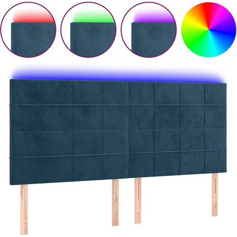 Maison Exclusive - Testiera a LED Blu Scuro 200x5x118/128 cm in Velluto