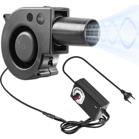 12V AC 220V radial fan with controller and 97x33mm tube for household appliances. Turbine cooling fan, radial fan for heating and barbecues. (1/5)