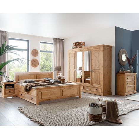 Schlafzimmer Set 7-teilig, Kiefer massiv eichefarben geölt, STEINKJER-69 (1/5)