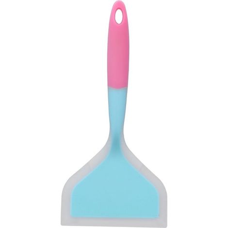 Spatule de cuisson transparente bicolore en Silicone à large bouche pour frire les crêpes, pelle frite pour la cuisine domestique (tête bleue) (1/5)