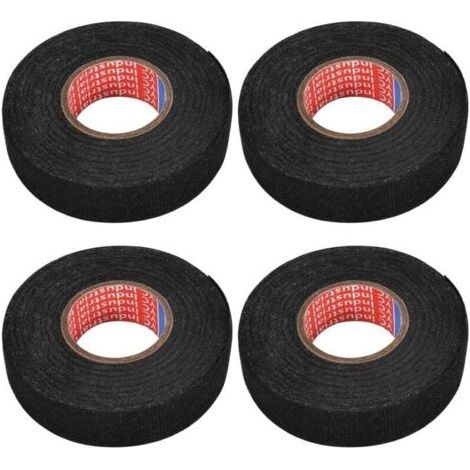 Rubans de Câblage de 19 mm x 15 m en Tissu - Ruban Adhésif Isolant électrique - Rubans Adhésifs Noir pour Voiture(4pcs) (1/4)