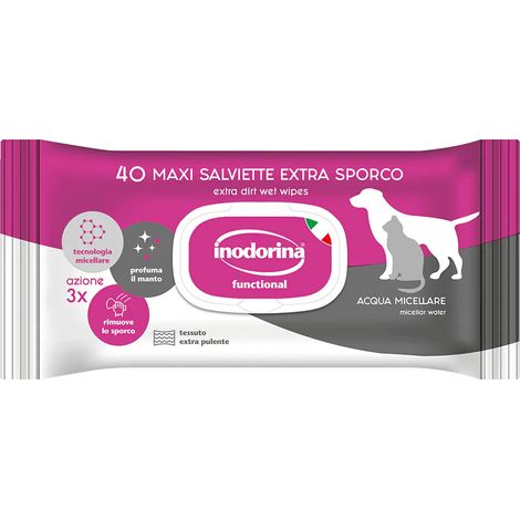 Inodorina Dog/Cat Refresh Sensitive all'Acqua Micellare - Inodorina Dog/Cat Refresh Sensitive all'Acqua Micellare - 40 Salviette