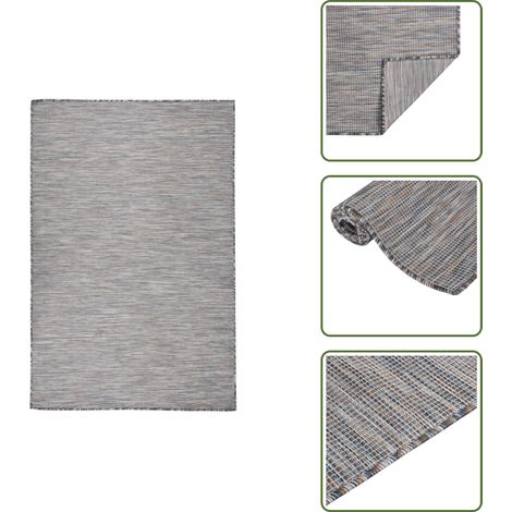 Tappeto in polipropilene - vidaXL Tappeto da Esterni a Tessitura Piatta 120x170 cm Marrone e blu - Tappeto resistente ai raggi UV