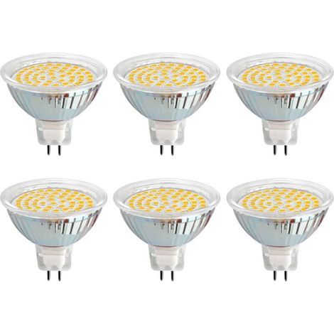Ampoule GU5.3 LED 12V 3W Blanc Chaud 3000K, Ø50mm, Équivalent GU5.3 30W, 500LM, AC/DC 12V MR16 GU5.3 Spot LED Encastrable pour Jardin Extérieur/Entrée/Terrasse, Non-dimmable, lot de 6 [Classe énergéti (1/4)