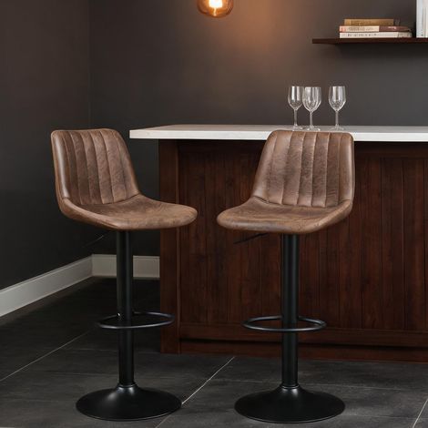 Tabouret de bar marron en tissu 43 x 46,5 x 110 cm (1/5)