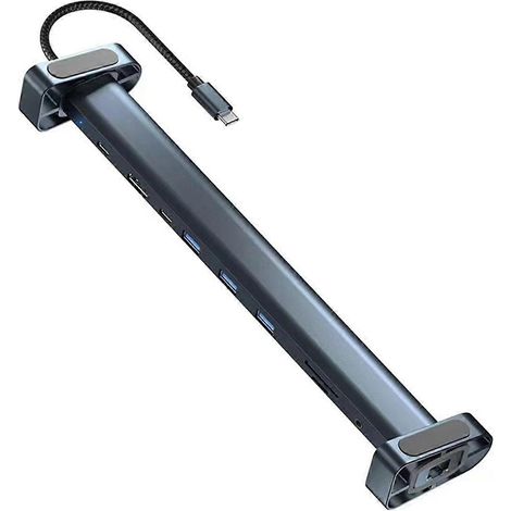 Hub USB-C 10-en-1, adaptateur répartiteur multiport USB Type-C vers USB 3.0, station d'accueil PD100W avec support pour ordinateur portable (1/4)