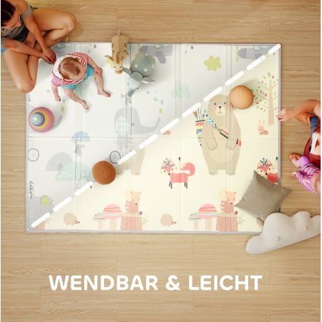 Tapis de jeu bébé en mousse antidérapant motif animaux 200x150 cm, épaisseur 1,5 cm (1/5)