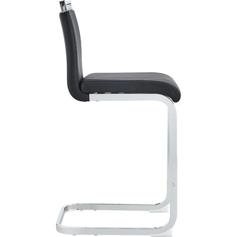 Lot de 2 tabourets de bar noirs en PU avec pieds métalliques argentés, hauteur 96,5 cm, style nordique (1/5)