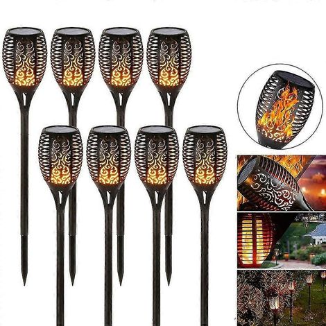 Lampe solaire LED à effet flamme étanche pour la décoration de jardin et d'aménagement paysager, compatible avec les pelouses et les jardins. (1/2)