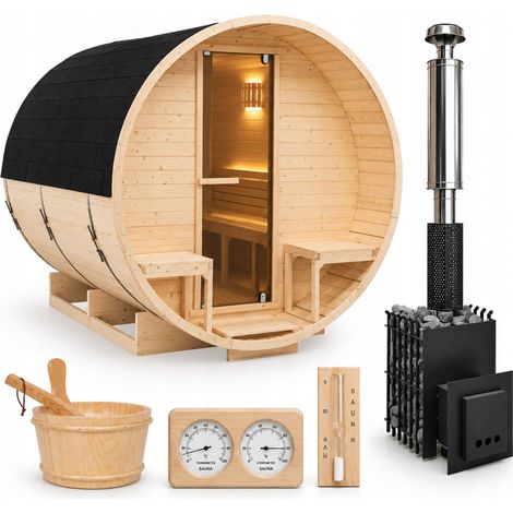 Gartensauna Fass 220x240 cm + Holzofen (1/5)