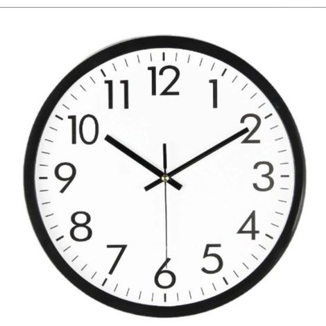 Reloj de pared,Números grandes y claros,Ideal para dormitorio y oficina,funciona con pilas,25 cm de diámetro,Blanco/Negro,1 unidad (1/5)