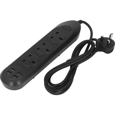Bloc multiprise 3 prises UK + 4 ports USB 2500W, 250V, prise anglaise, sécurité, chargeur multiprise extension (1/5)