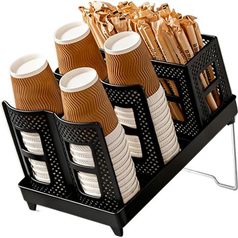 1 Porte-Gobelet Métal, 6 Compartiments, Plastique Durable, Pliable, Pour Bar, Bureau, Cafétéria (1/5)
