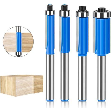 4-teiliges Fräser-Set, 8-mm-Schaft, Holzkopierfräser, Fräser mit Kugellager, Bündigfräser, für Heimwerkerarbeiten und Fräsen (1/5)