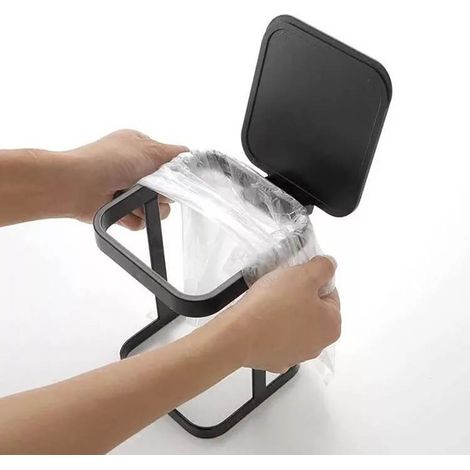Mini poubelle de bureau, corbeille à déchets de table, panier à ordures de cuisine (noir) (1/5)