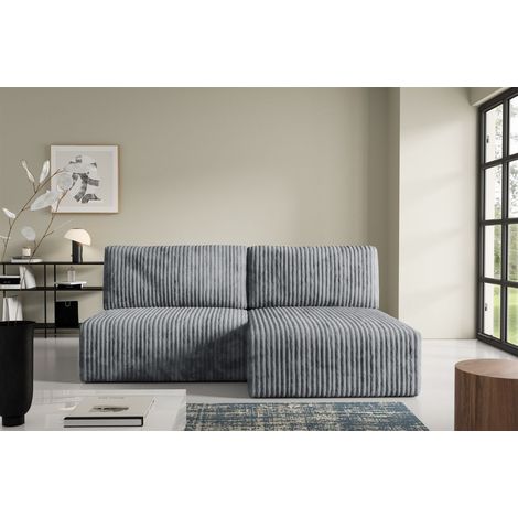Ecksofa mit Schlaffunktion NATALIA XS in Stoff Tilia Grau Ottomane Rechts