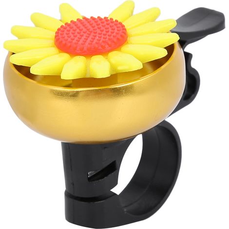 Sonnette de vélo ultralégère de qualité, décorée de fleurs, au design mignon et au son clair (jaune)