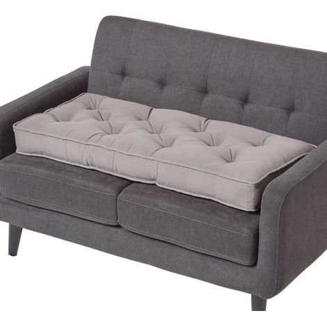 HOMESCAPES Charcoal Grey Cotton 2 Seater Booster Cushion