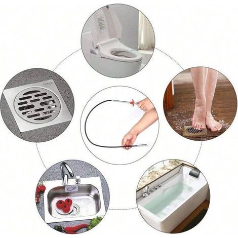 Pinza flessibile e pieghevole a 4 punte per sturare lavandini, scarichi, WC e raccogliere rifiuti domestici e da cucina - 1 pezzo, 60 cm (1/3)
