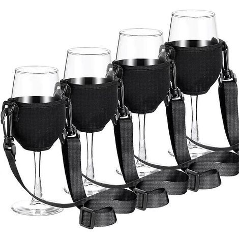 Lot de 4 porte-verres à vin portables avec sangle et support pour verres A (1/5)