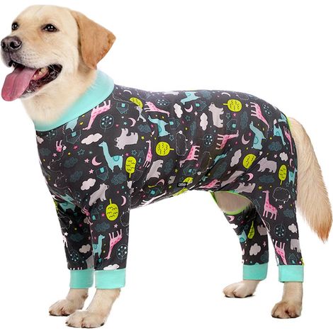 1 Combinaison de récupération, polyester coton, respirant élastique, anti-léchage post-chirurgie, chien grande taille/