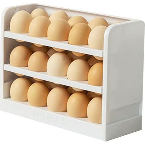 Portauova a tre livelli per frigorifero, può contenere trenta uova. L'organizer per frigorifero mantiene le uova fresche e le protegge - Crezuo