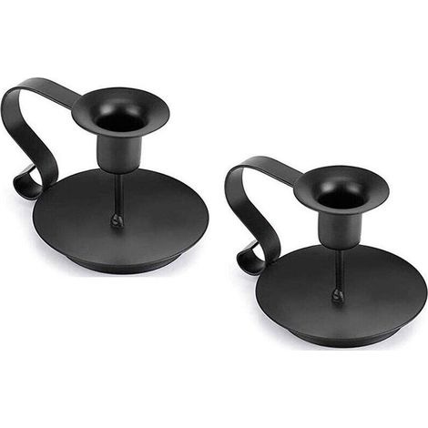 Portacandele, lampadario vintage in ferro battuto con maniglia per tavolo da pranzo 12x12x8 cm 2 pezzi nero