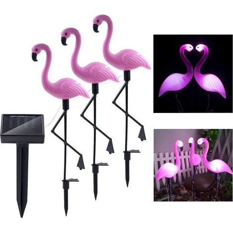 VURAHOME - solaire Lampe d'extérieur à LED pelouse lumière Flamants roses de jardin d'éclairage étanche Sol spot Flamingo White Light, ne nécessite aucune alimentation externe, décor de terrasse, balc (1/5)