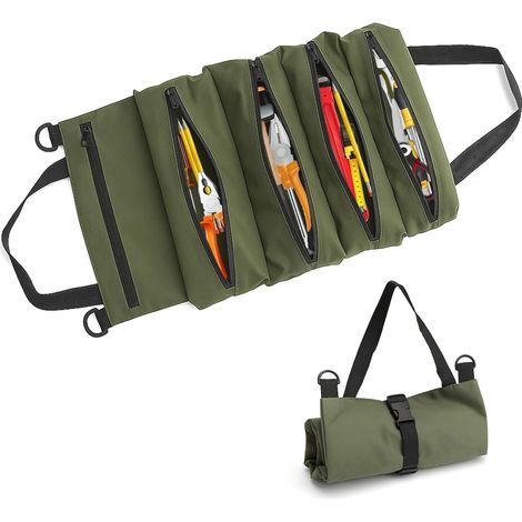 Bardusch-Ensemble d'outils avec 5 poches zippées, sac à outils en toile, sac à outils multifonctionnel, adapté aux électriciens et aux plombiers. (1/5)