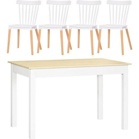 HOMCOM conjunto de comedor 5 piezas juego de 1 mesa y 4 sillas con respaldo alto estilo moderno para cocina restaurante 48x52,5x83 cm 119x70x75 cm (1/5)