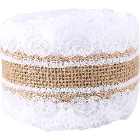 Ruban de jute naturel dentelle 5m/rouleau, décoration mariage maison, ruban hessian (1/5)