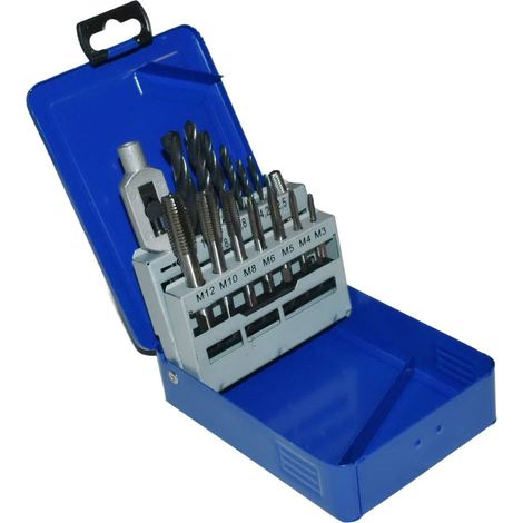Satz Gewindebohrer und Bohrer M3-M12 + Halter, HSS-Bohrer - 13 Stück. (1/5)