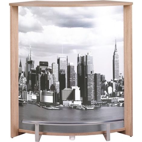 Comptoir de bar bois clair et imprimé Manhattan Snack 96cm (1/3)