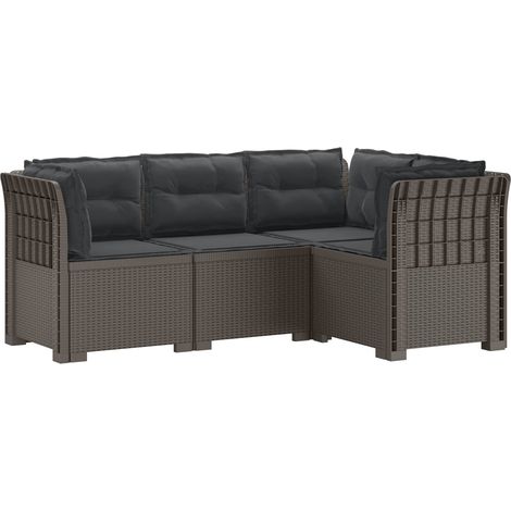 Sofá de Jardín para 4 Personas con Cojines Estilo Rattan PP vidaXL (1/5)
