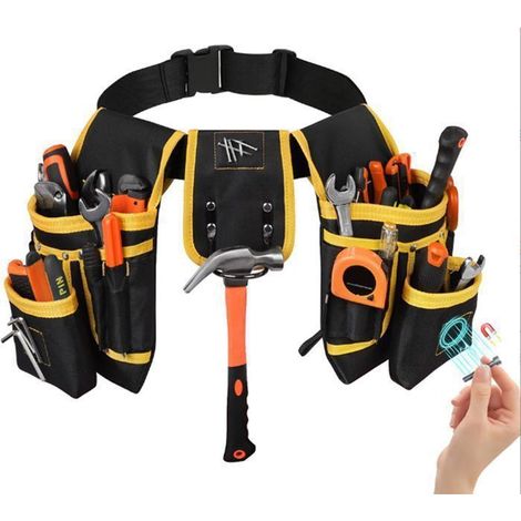 Ceinture porte Outil,Ceinture Outils Bricolage Travail avec 26 Poches,Ceinture Outils Réglable et Détachable pour homme (1/5)