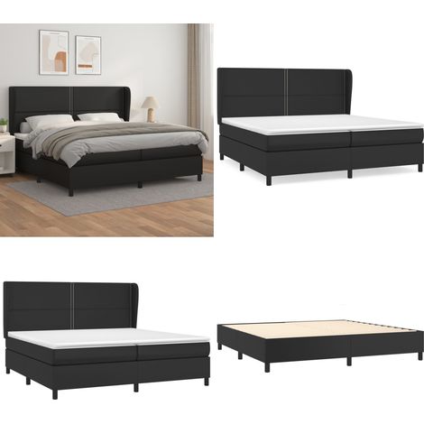 Boxspringbett mit Matratze Schwarz 200x200 cm Kunstleder - Boxspringbett - Doppelbett - Bettenrahmen - Kunstlederbett - Schwarzes Bett - Home & Living (1/5)