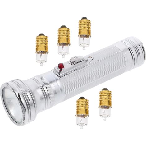 Lampe torche vintage rétro en métal, style années 80, légère et portable, sans pile, 5 ampoules (1/5)