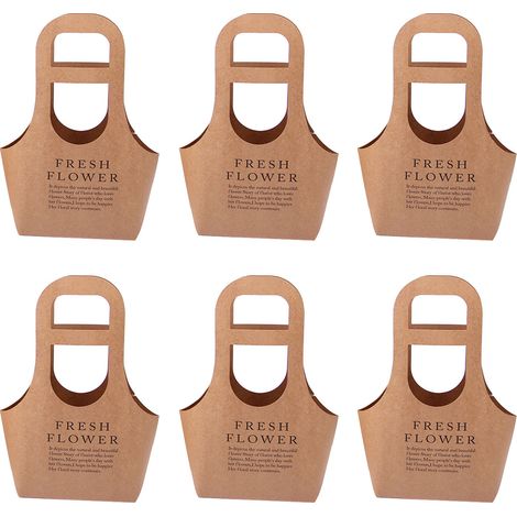 Sacs cadeaux en papier Kraft imperméables, boîte d'arrangement Portable avec poignée pour cadeaux de mariage et de fête d'anniversaire, kaki, 6 pièces (1/5)