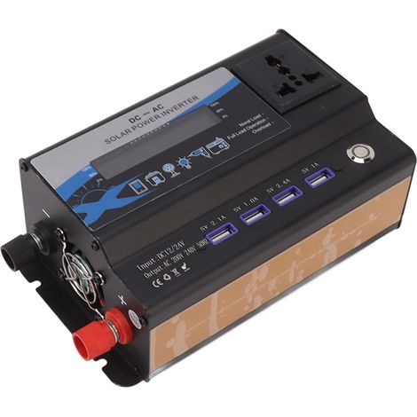 Convertisseur de puissance 420 W pour voiture avec affichage LED, 4 ports USB, alliage d'aluminium, 12 V vers 220 V, noir (1/5)